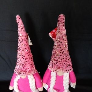 Pair of Pink Sparkle Sequins  Plush  Gnomes New 15 Inches Braids